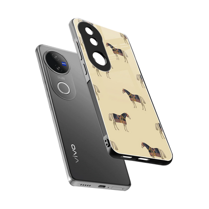 Vintage Rider sleek vivo v50 cover with tempered glass back and TPU edges
