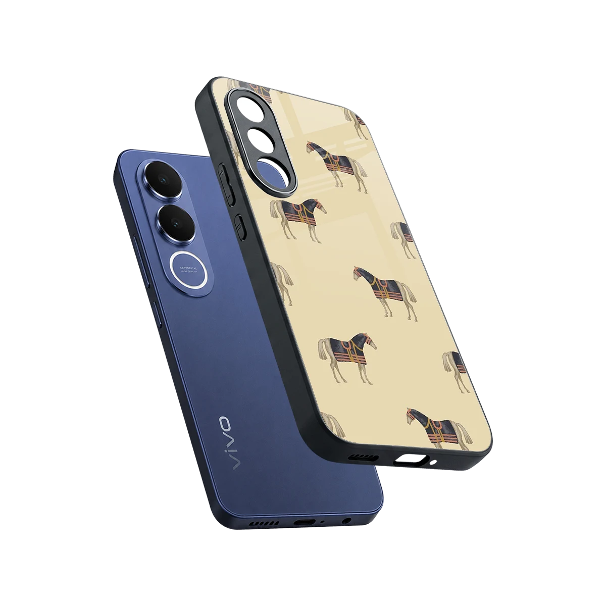 Vintage Rider sleek vivo v70 fe cover with tempered glass back and TPU edges