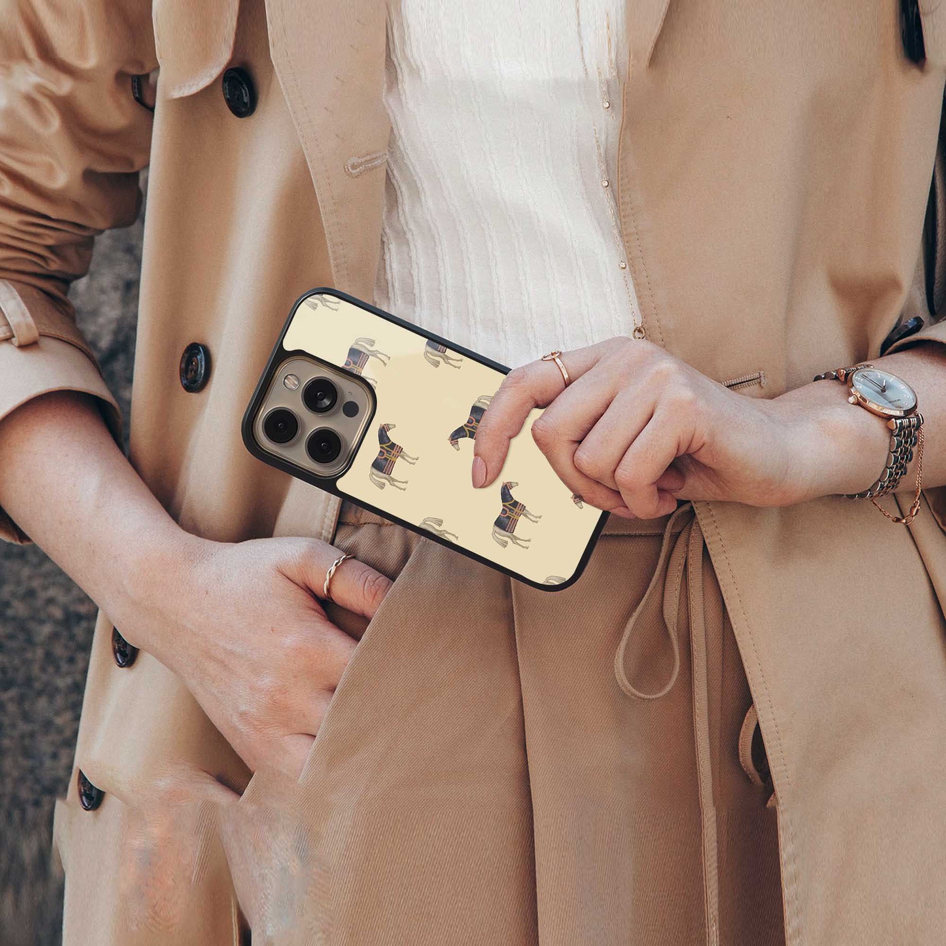 Vintage Rider luxury glass phone case for iPhone 16 | scratch and drop resistant
