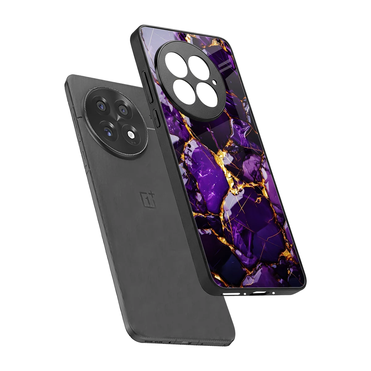 Violet Luxe sleek oneplus 13 cover with tempered glass back and TPU edges