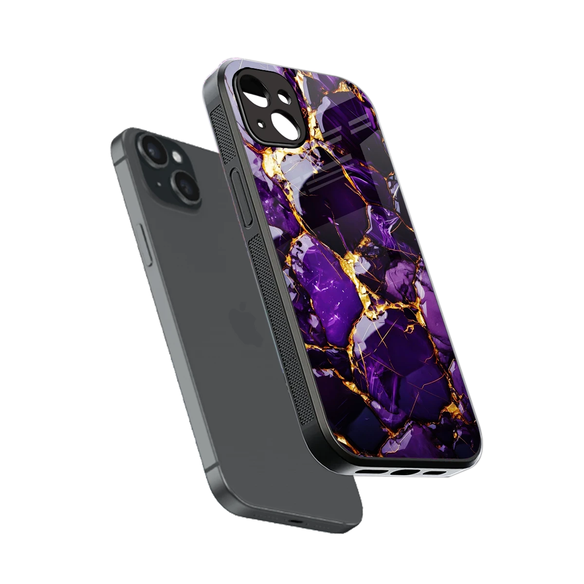 Violet Luxe sleek iphone 14 plus cover with tempered glass back and TPU edges