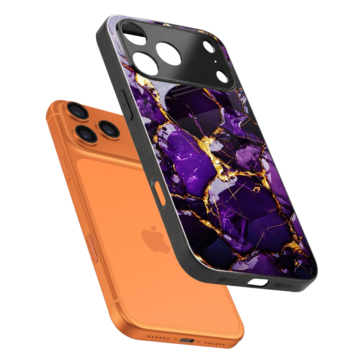 Violet Luxe sleek iphone 17 pro cover with tempered glass back and TPU edges
