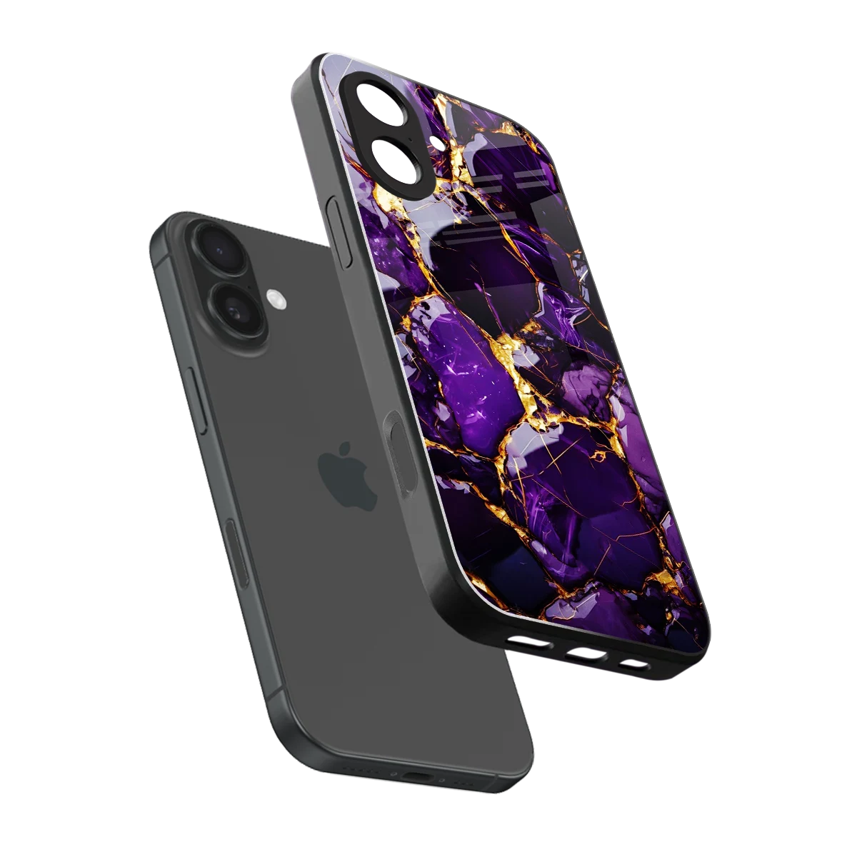 Violet Luxe sleek iphone 17 cover with tempered glass back and TPU edges