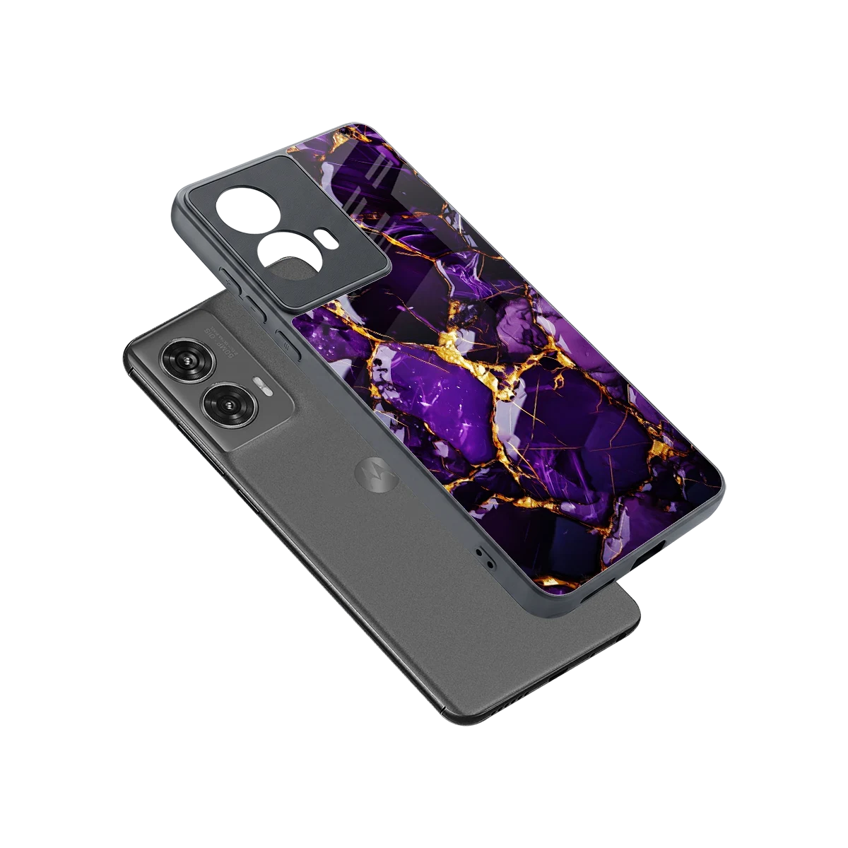 Violet Luxe sleek motorola edge 50 fusion cover with tempered glass back and TPU edges