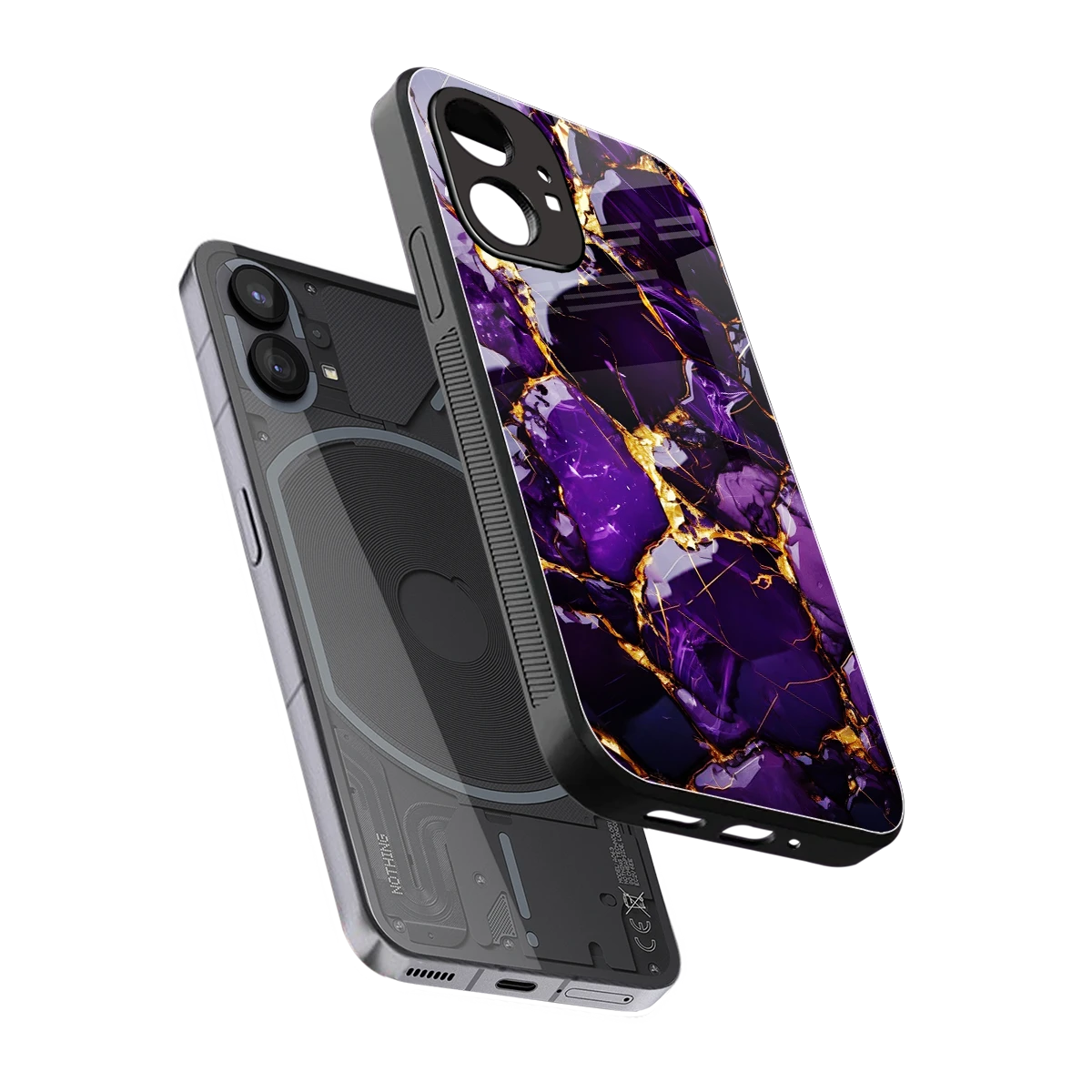 Violet Luxe sleek nothing phone 1 cover with tempered glass back and TPU edges