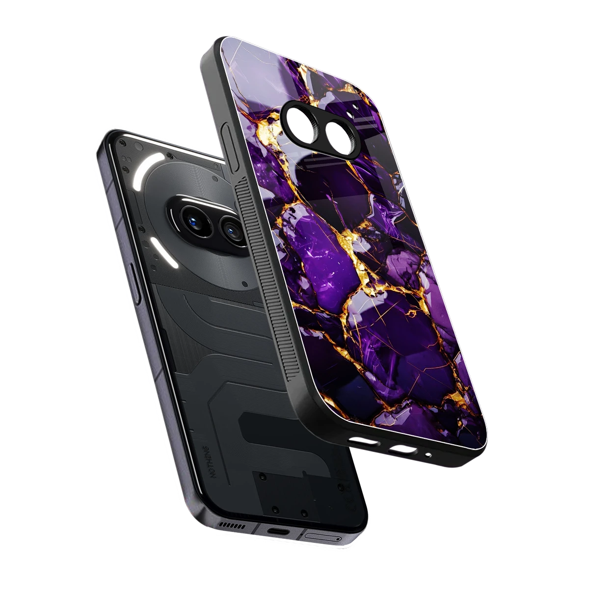 Violet Luxe sleek nothing phone 2a cover with tempered glass back and TPU edges