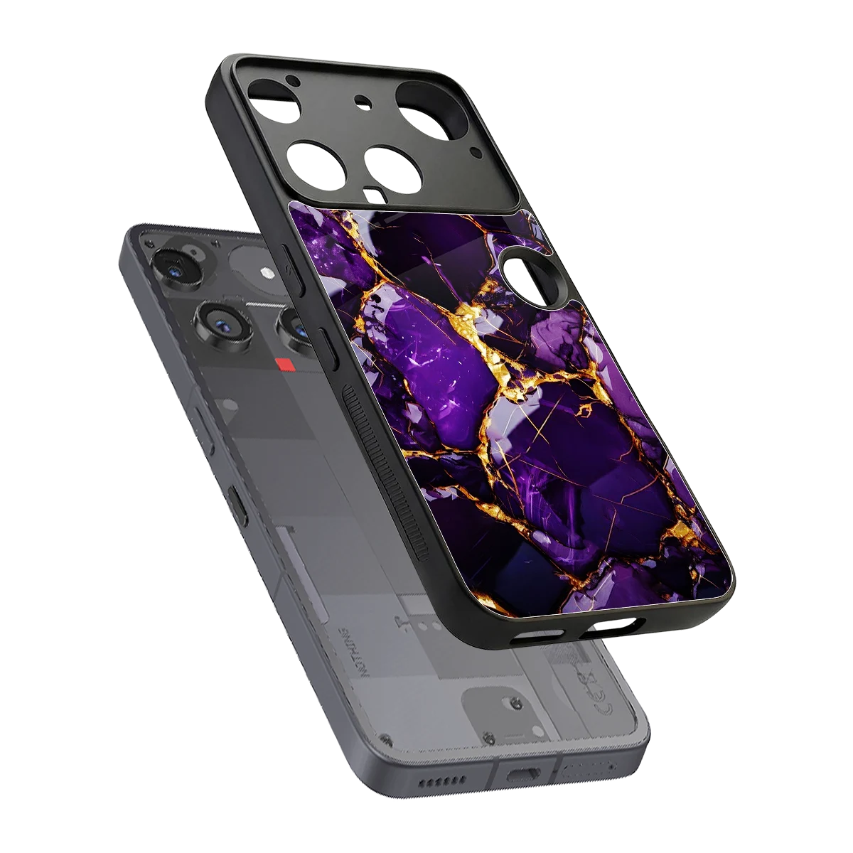 Violet Luxe sleek nothing phone 3 cover with tempered glass back and TPU edges