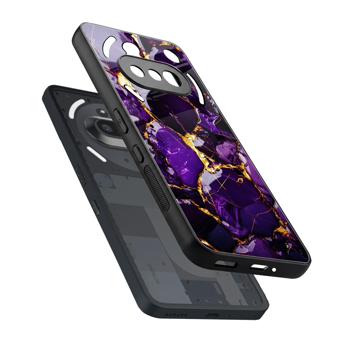 Violet Luxe sleek nothing phone 3a cover with tempered glass back and TPU edges