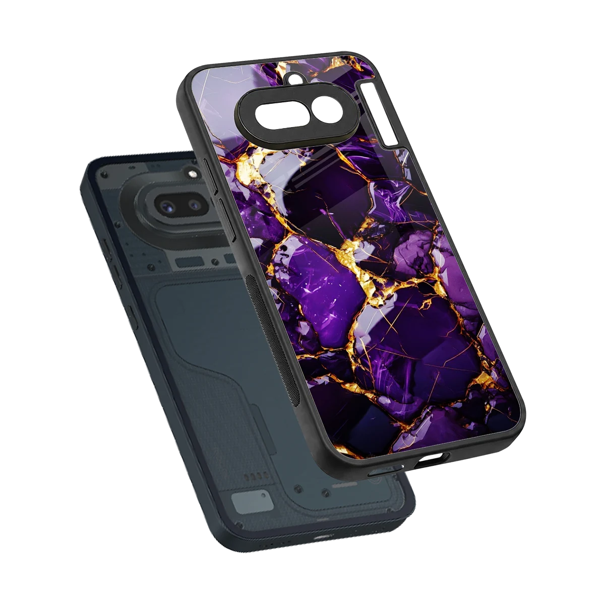 Violet Luxe sleek nothing phone 4a cover with tempered glass back and TPU edges