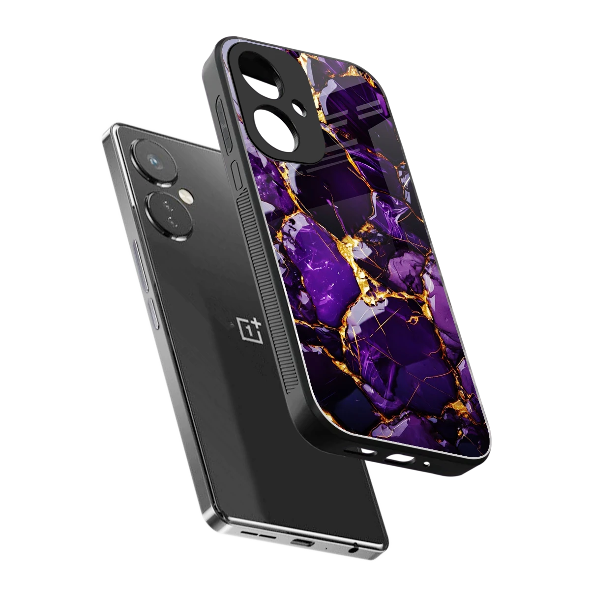 Violet Luxe sleek oneplus nord ce 3 cover with tempered glass back and TPU edges