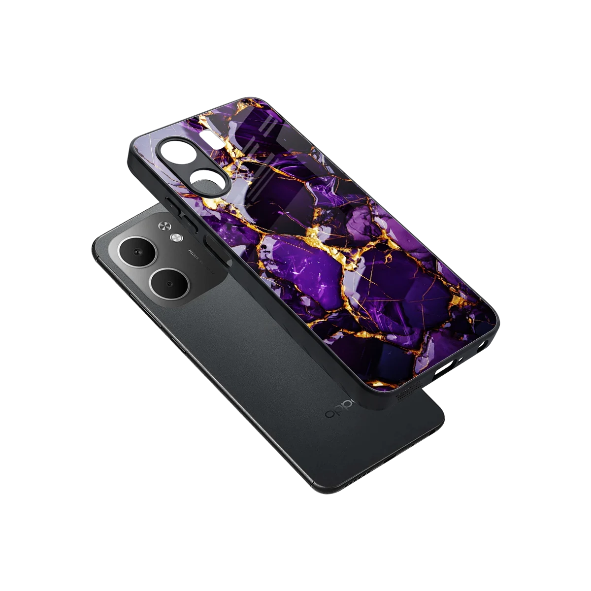 Violet Luxe sleek oppo a5x 5g cover with tempered glass back and TPU edges