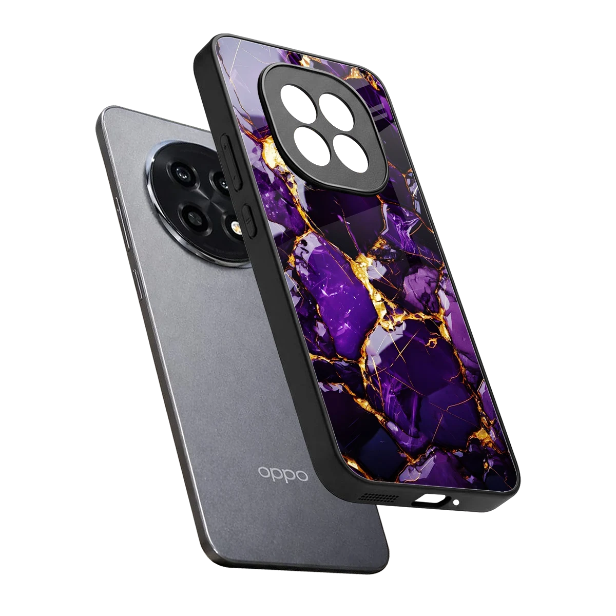 Violet Luxe sleek oppo f29 pro 5g cover with tempered glass back and TPU edges