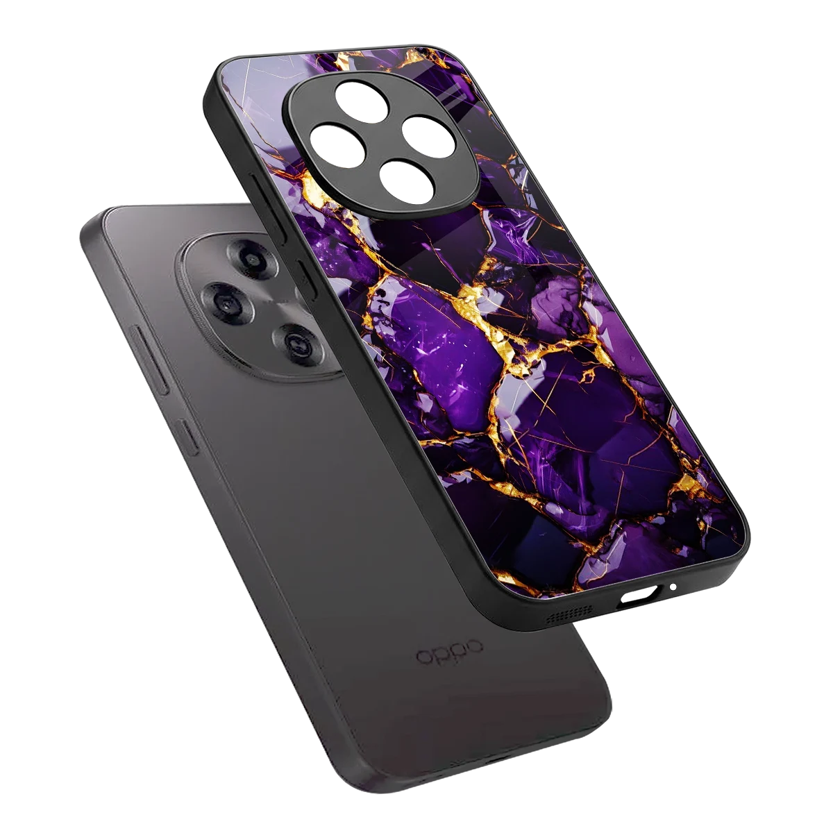 Violet Luxe sleek oppo f31 pro 5g cover with tempered glass back and TPU edges