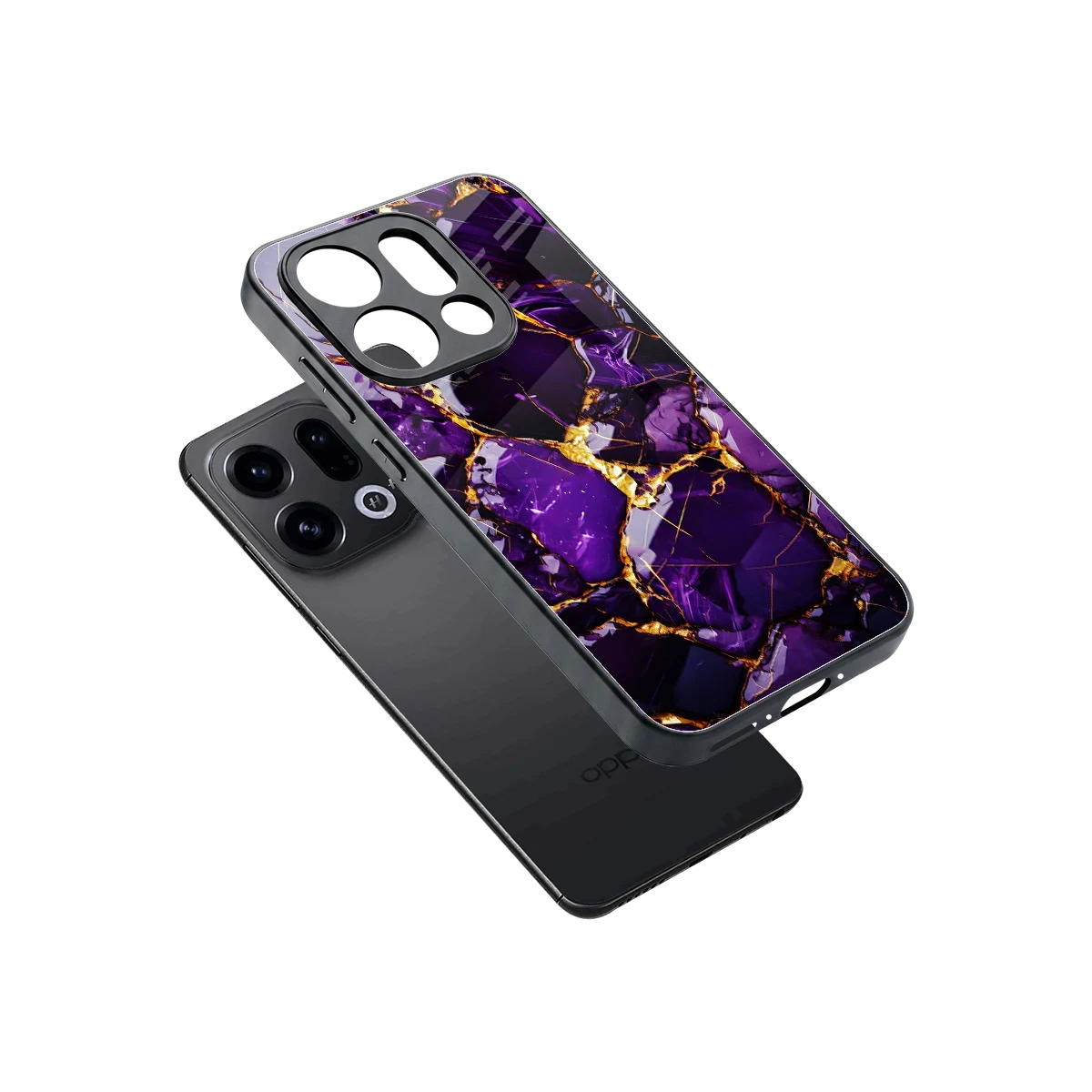 Violet Luxe sleek oppo find x9 cover with tempered glass back and TPU edges