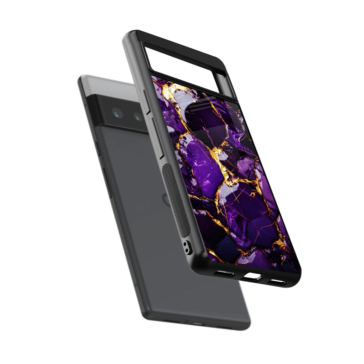 Violet Luxe sleek google pixel 6 pro cover with tempered glass back and TPU edges