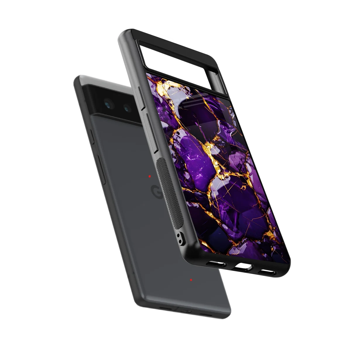 Violet Luxe sleek google pixel 6a cover with tempered glass back and TPU edges