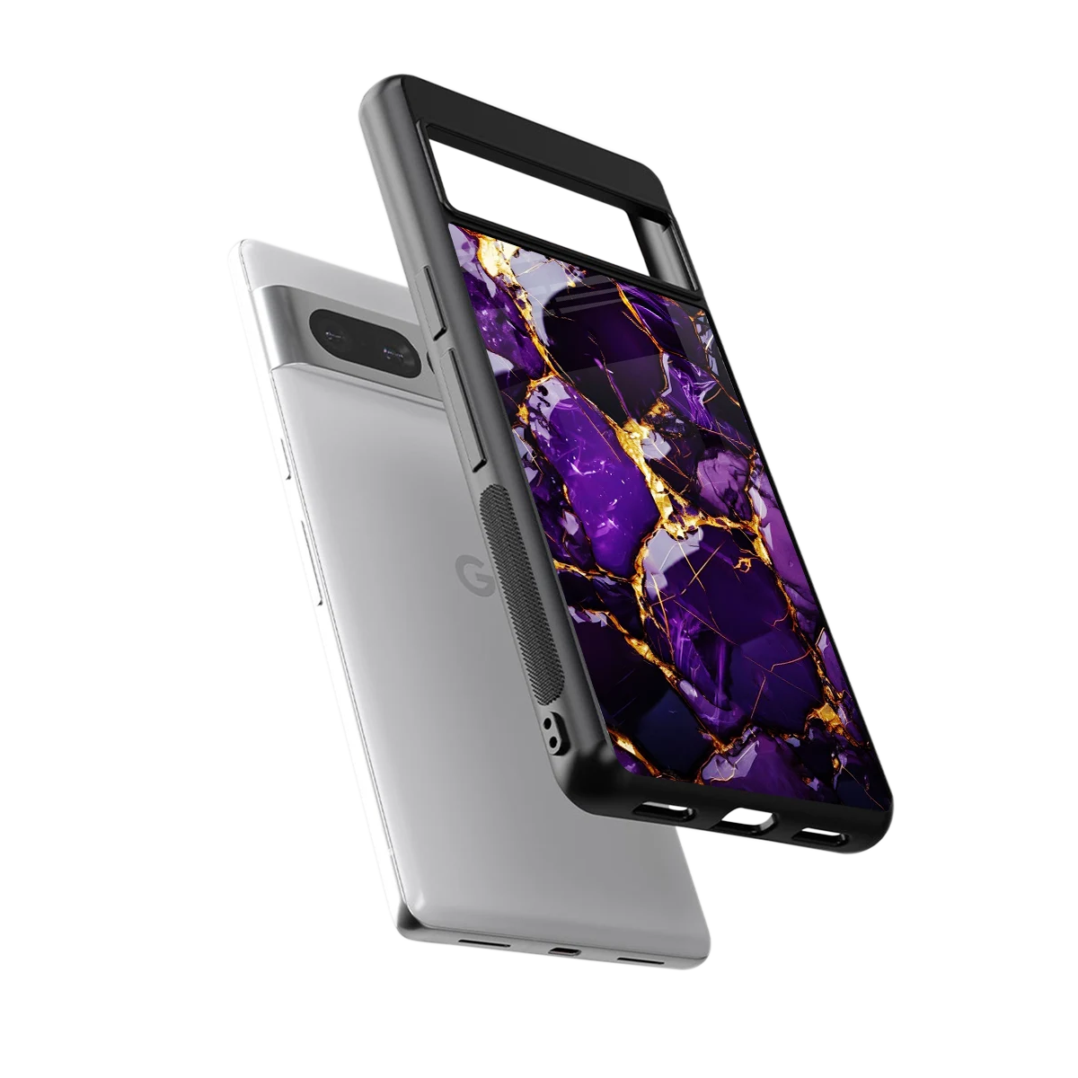 Violet Luxe sleek google pixel 7 pro cover with tempered glass back and TPU edges