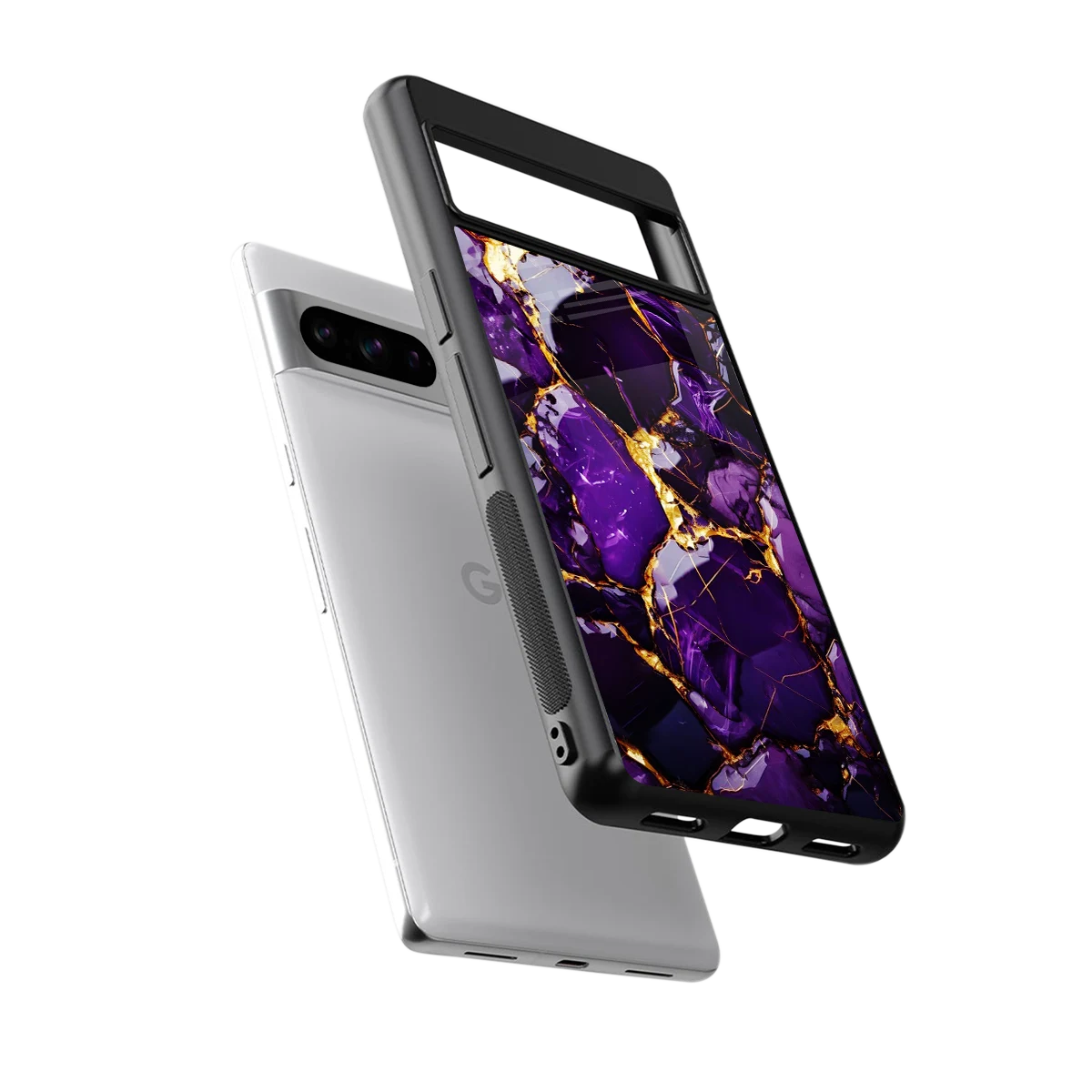 Violet Luxe sleek google pixel 8 pro cover with tempered glass back and TPU edges
