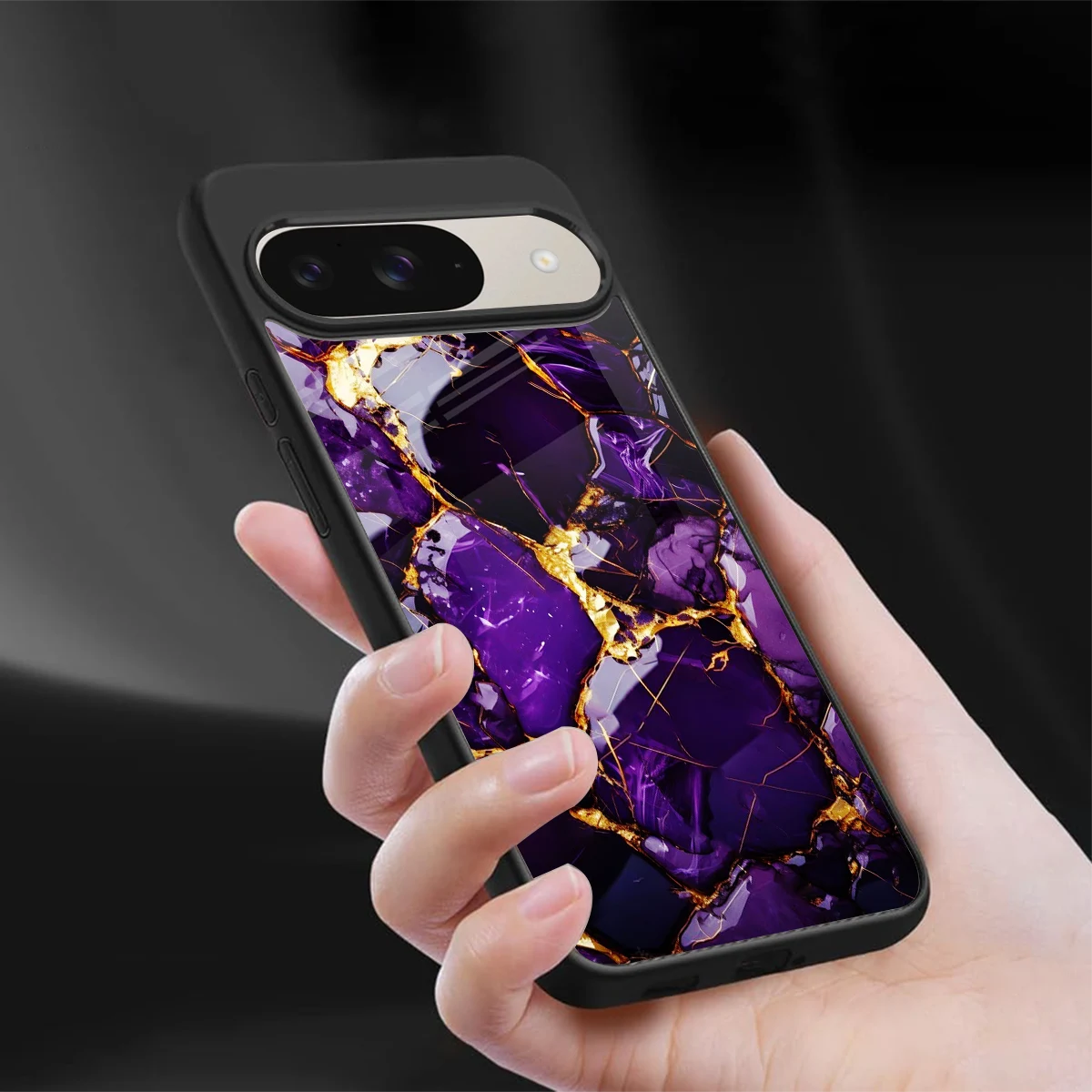 Violet Luxe sleek google pixel 9 cover with tempered glass back and TPU edges