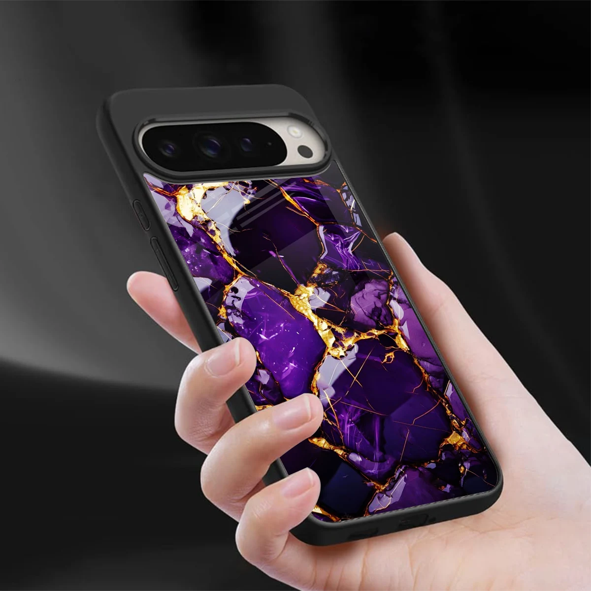 Violet Luxe sleek google pixel 9 pro cover with tempered glass back and TPU edges