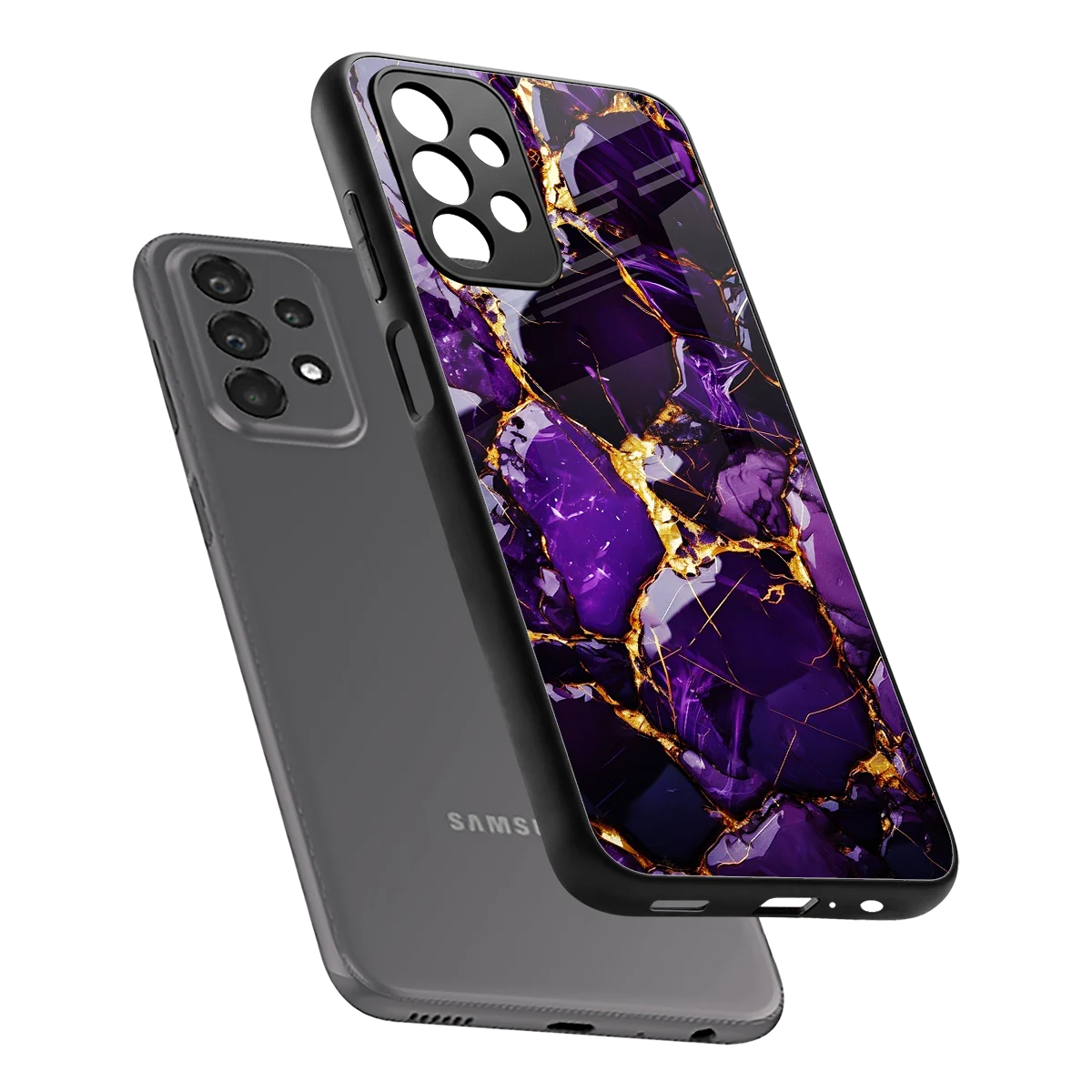 Violet Luxe sleek samsung galaxy a23 cover with tempered glass back and TPU edges