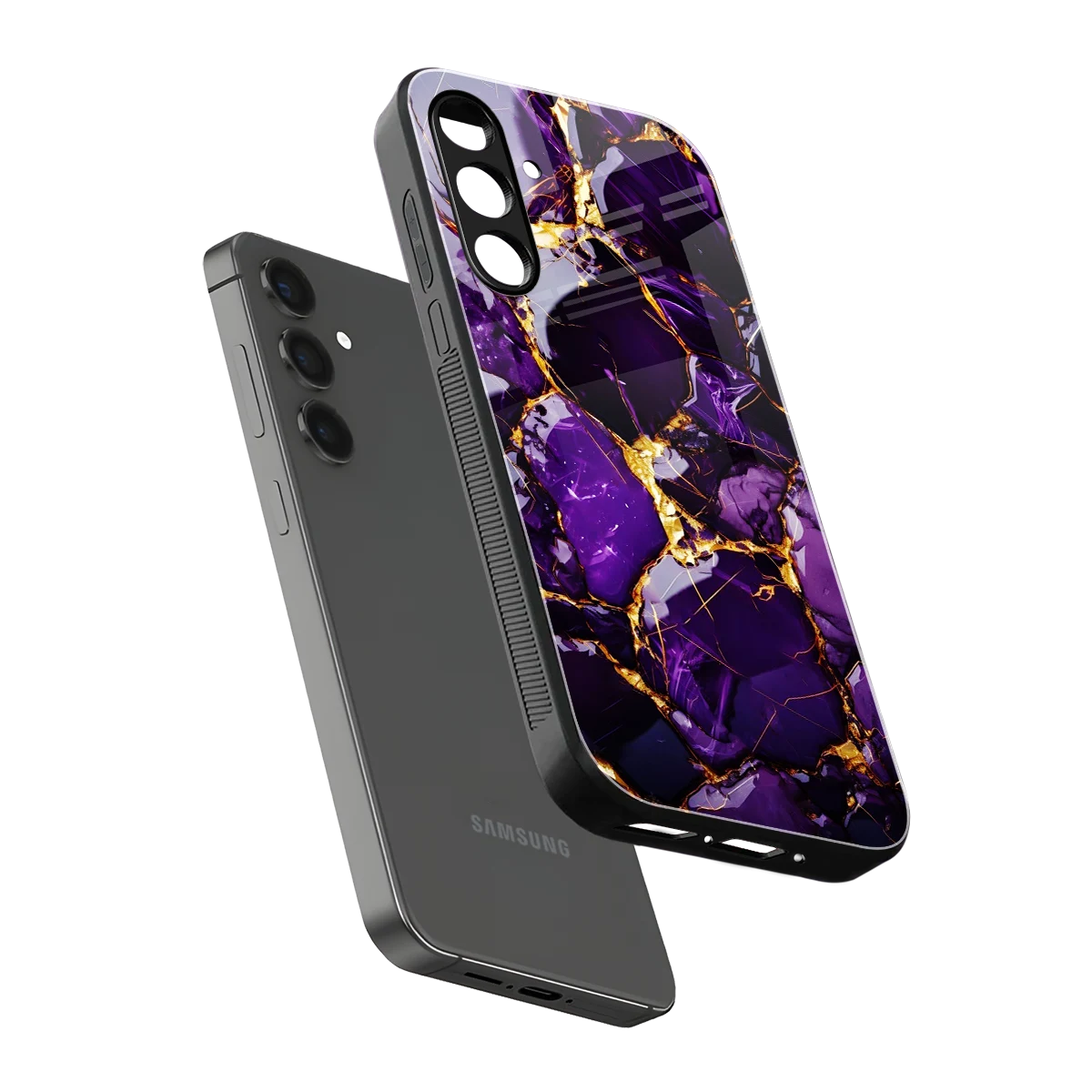 Violet Luxe sleek samsung galaxy a14 5g cover with tempered glass back and TPU edges