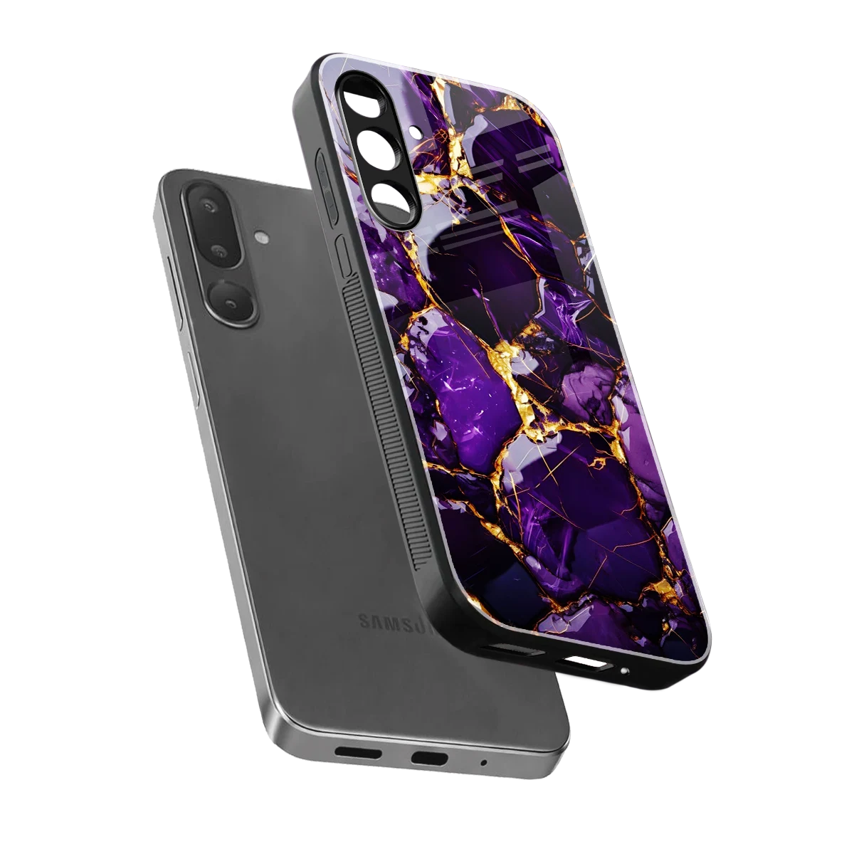 Violet Luxe sleek samsung galaxy m16 5g cover with tempered glass back and TPU edges