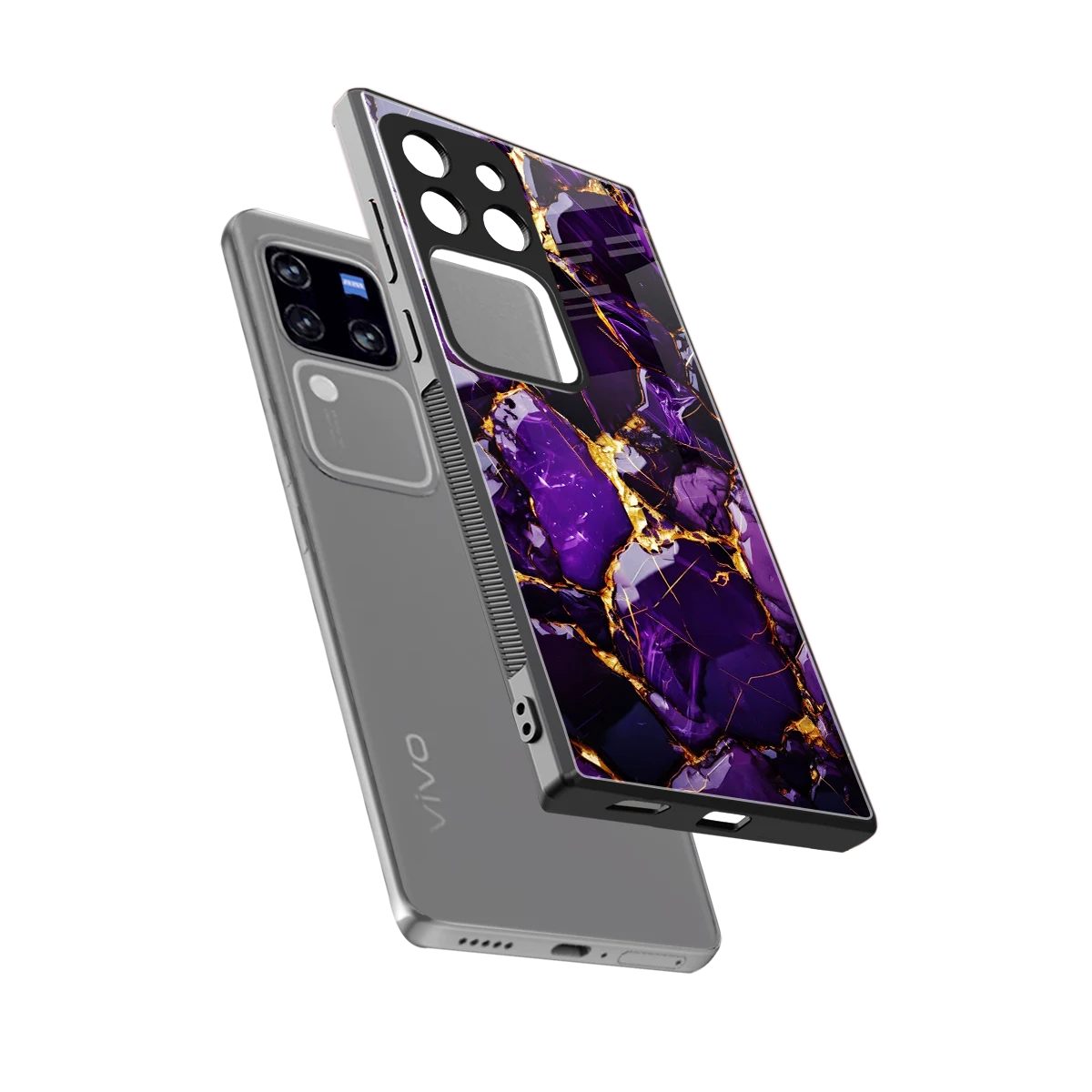 Violet Luxe sleekvivo v30 pro cover with tempered glass back and TPU edges