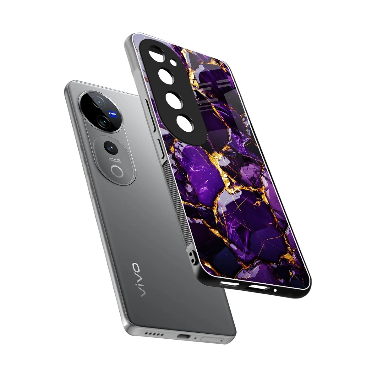 Violet Luxe sleek vivo v40 pro cover with tempered glass back and TPU edges