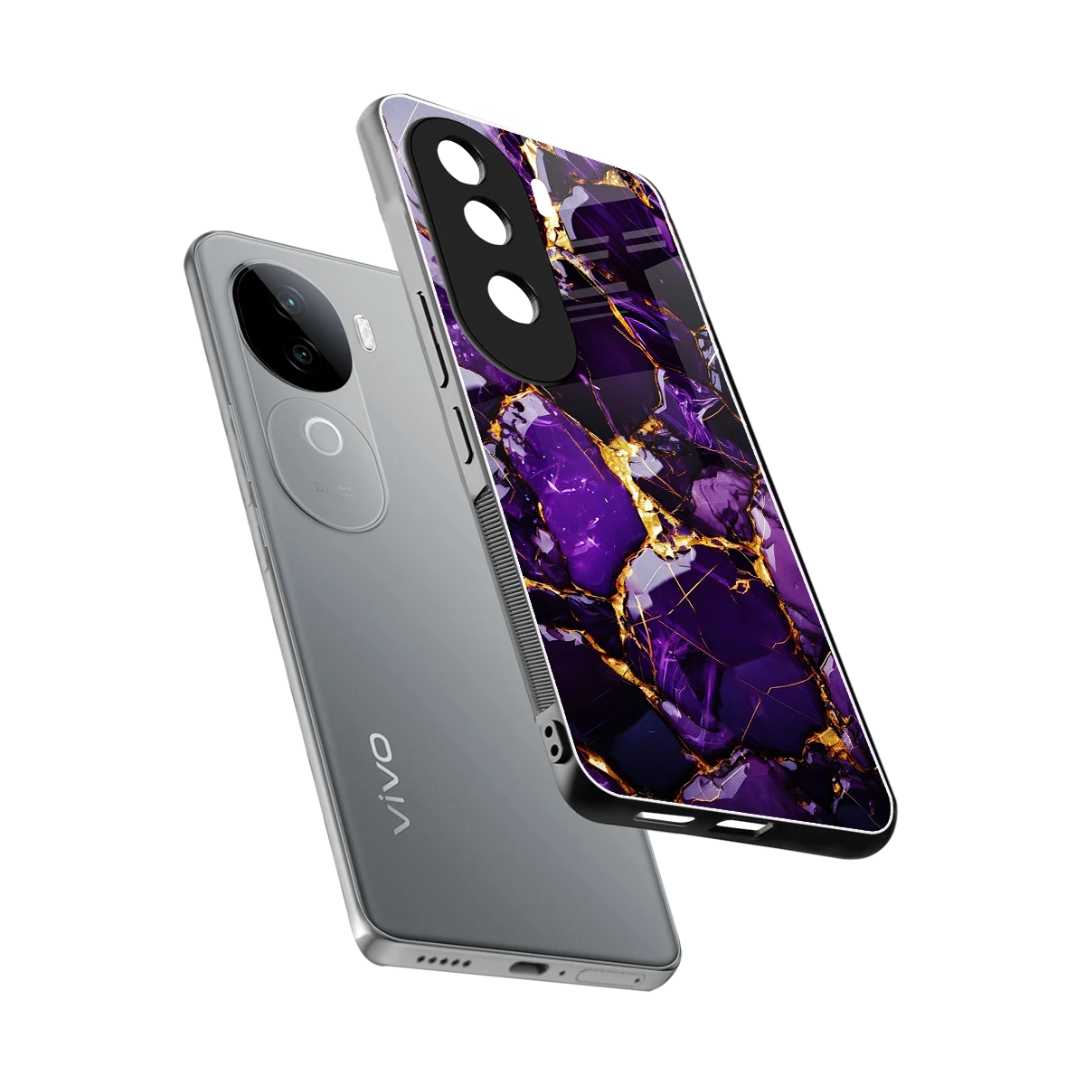 Violet Luxe sleek vivo v40e cover with tempered glass back and TPU edges
