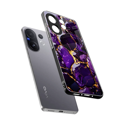 Violet Luxe sleek vivo v60 cover with tempered glass back and TPU edges