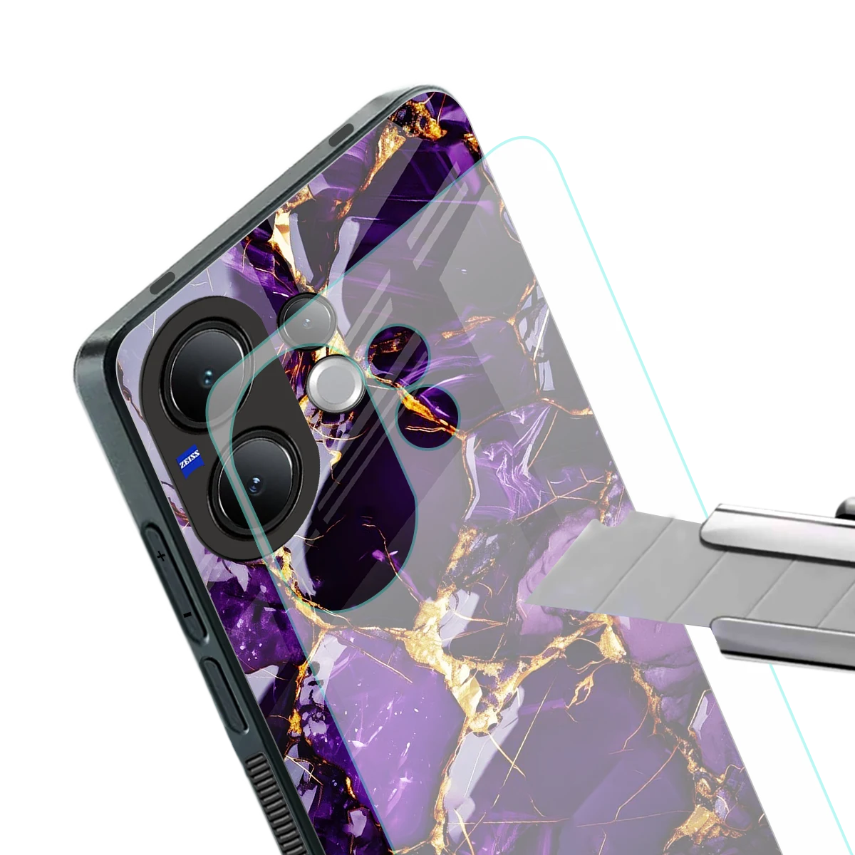 Violet Luxe stylish phone case for vivo v60 | glossy glass and slim fit