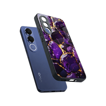 Violet Luxe sleek vivo v70 fe cover with tempered glass back and TPU edges
