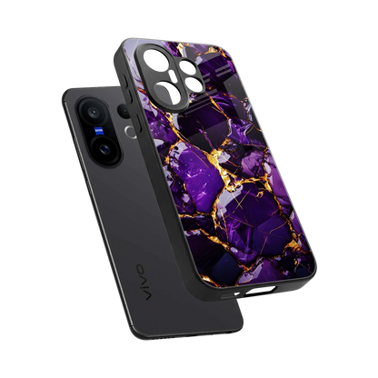 Violet Luxe sleek vivo x200 fe cover with tempered glass back and TPU edges