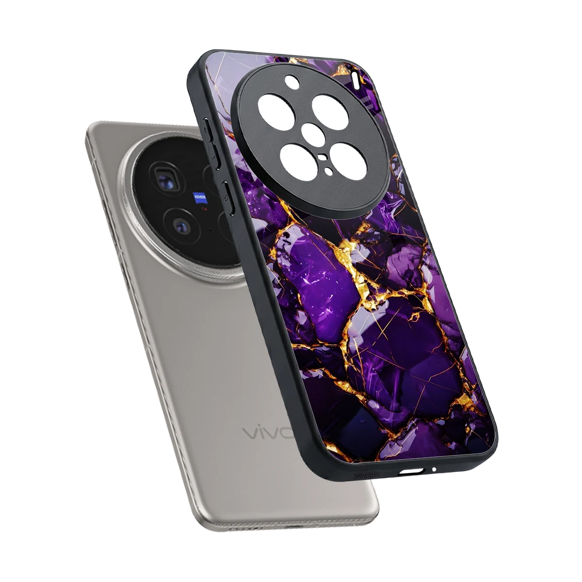 Violet Luxe sleek vivo x200 pro cover with tempered glass back and TPU edges