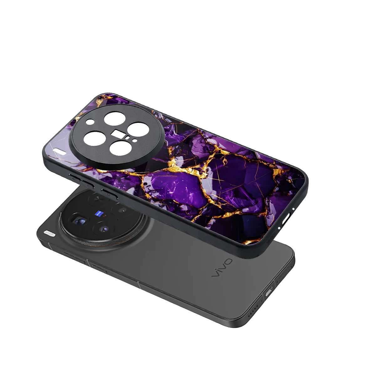 Violet Luxe sleek vivo x300 pro cover with tempered glass back and TPU edges