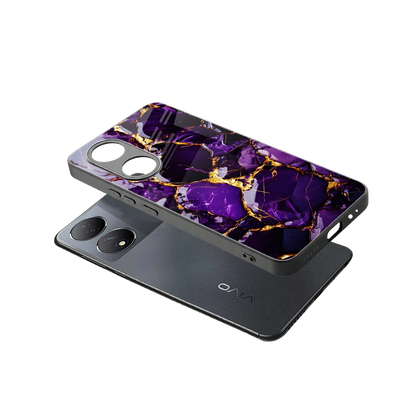 Violet Luxe sleek Vivo-y100 cover with tempered glass back and TPU edges