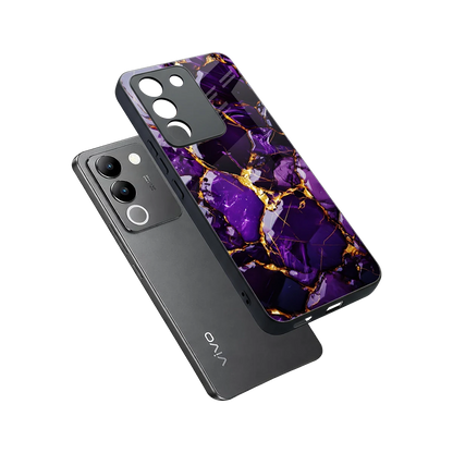 Violet Luxe sleek vivo y200 5g cover with tempered glass back and TPU edges