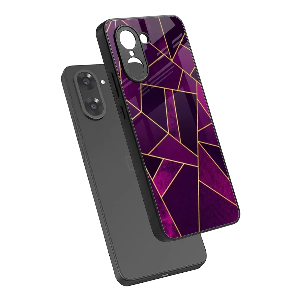 Violet Shards sleek oneplus nord ce5 5g cover with tempered glass back and TPU edges
