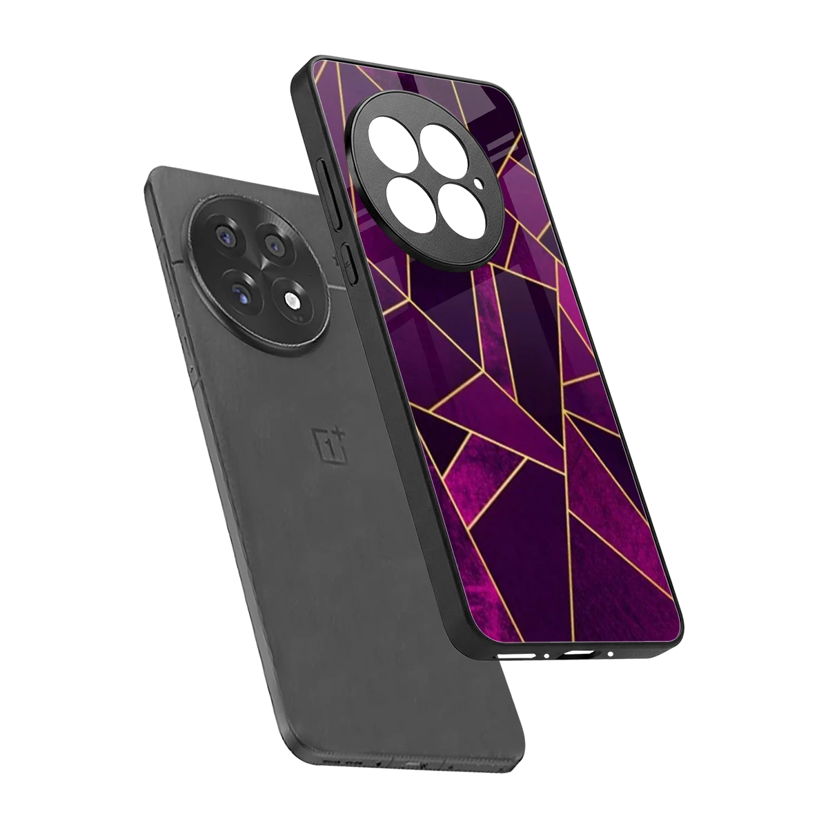 Violet Shards sleek oneplus 13 cover with tempered glass back and TPU edges