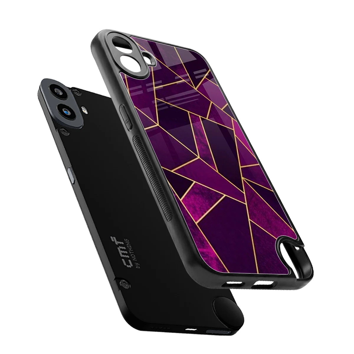 Violet Shards sleek cmf nothing phone 1 cover with tempered glass back and TPU edges