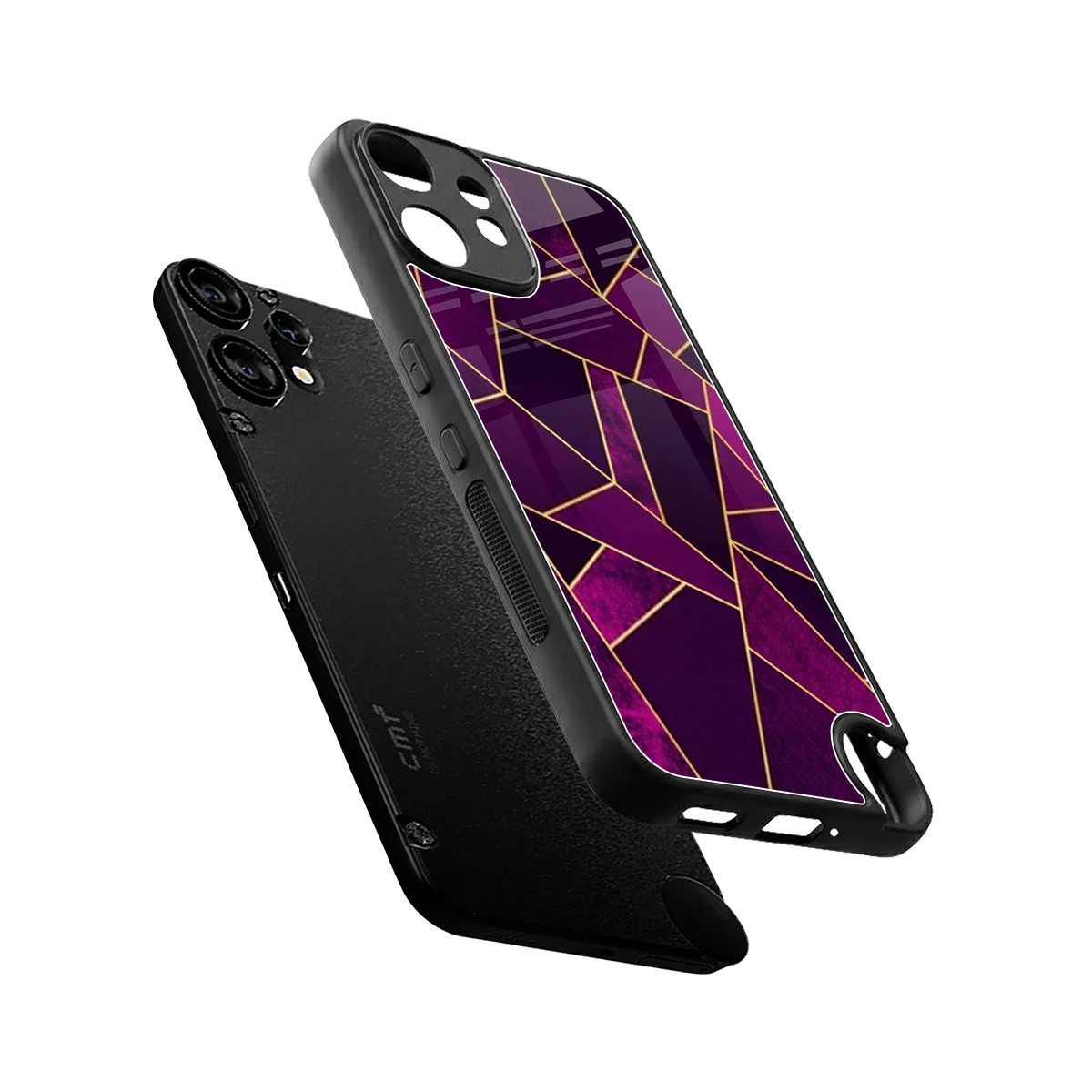 Violet Shards sleek cmf nothing phone 2 pro cover with tempered glass back and TPU edges