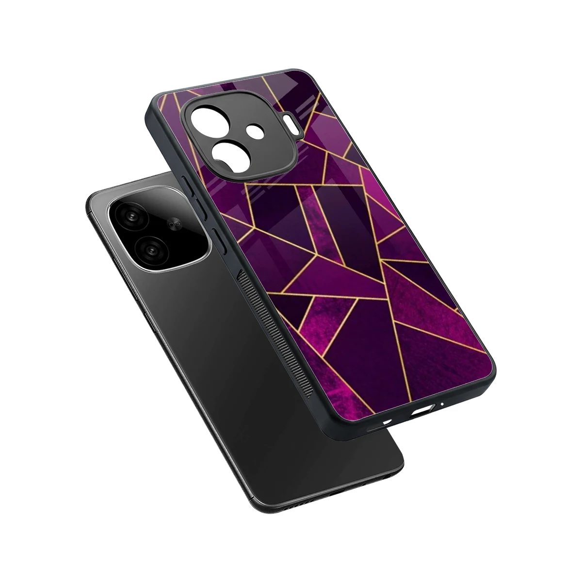 Violet Shards sleek iqoo neo 10r 5g cover with tempered glass back and TPU edges
