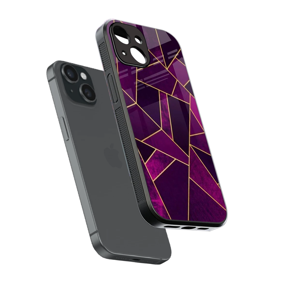 Violet Shards sleek iphone 13 cover with tempered glass back and TPU edges