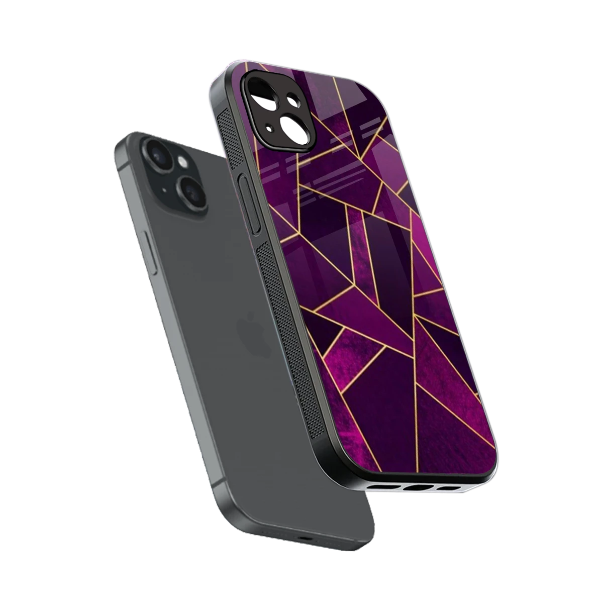 Violet Shards sleek iphone 14 plus cover with tempered glass back and TPU edges