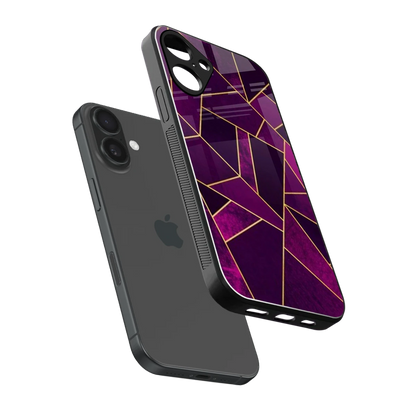 Violet Shards sleek iphone 16 plus cover with tempered glass back and TPU edges
