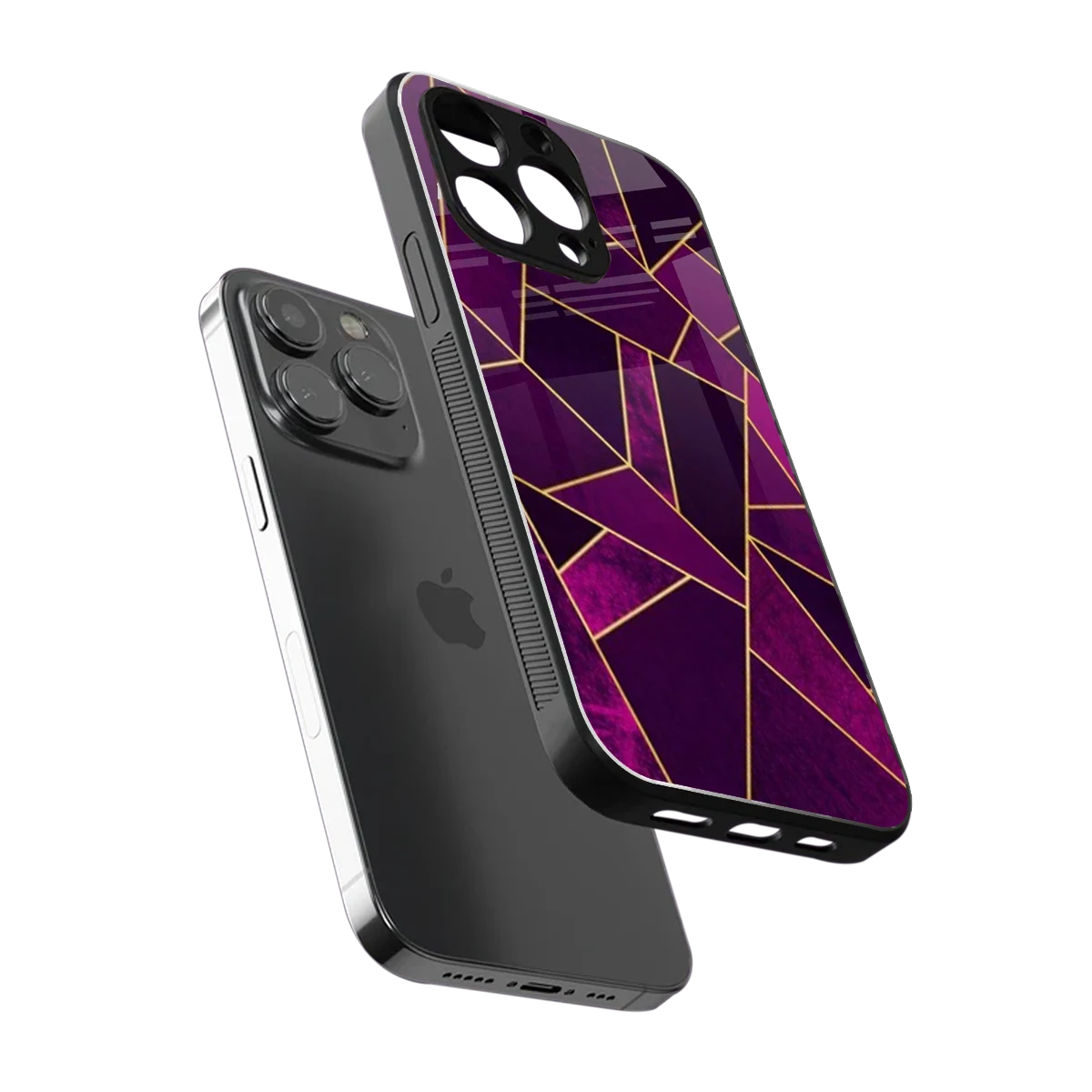 Violet Shards sleek iphone 16 pro max cover with tempered glass back and TPU edges