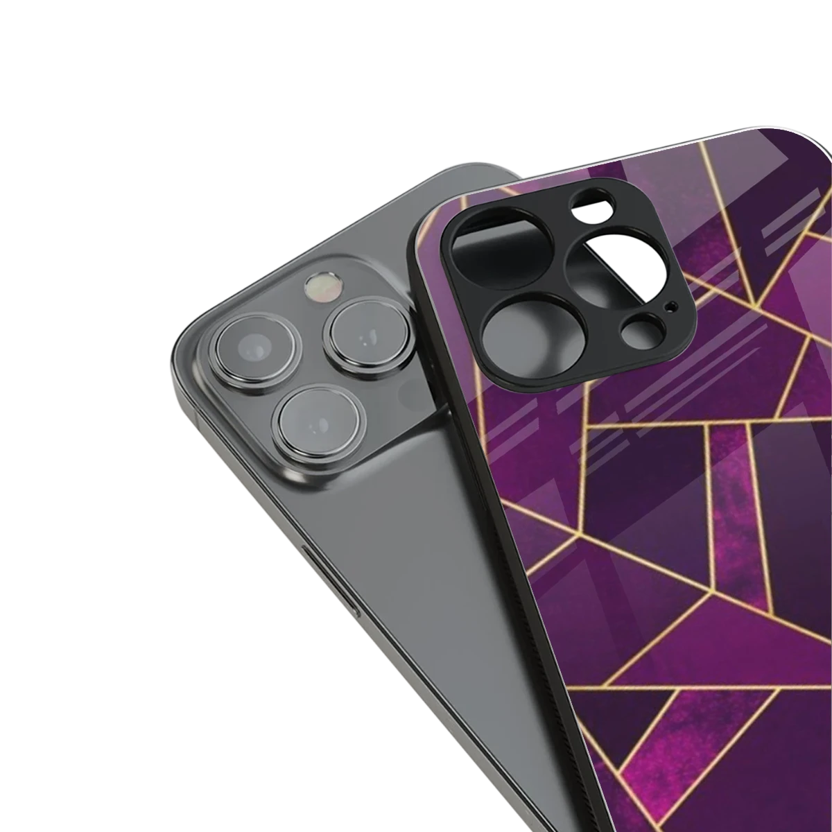 Violet Shards stylish phone case for iphone 14 | glossy glass and slim fit