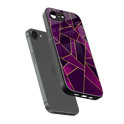 Violet Shards sleek iphone 16e cover with tempered glass back and TPU edges