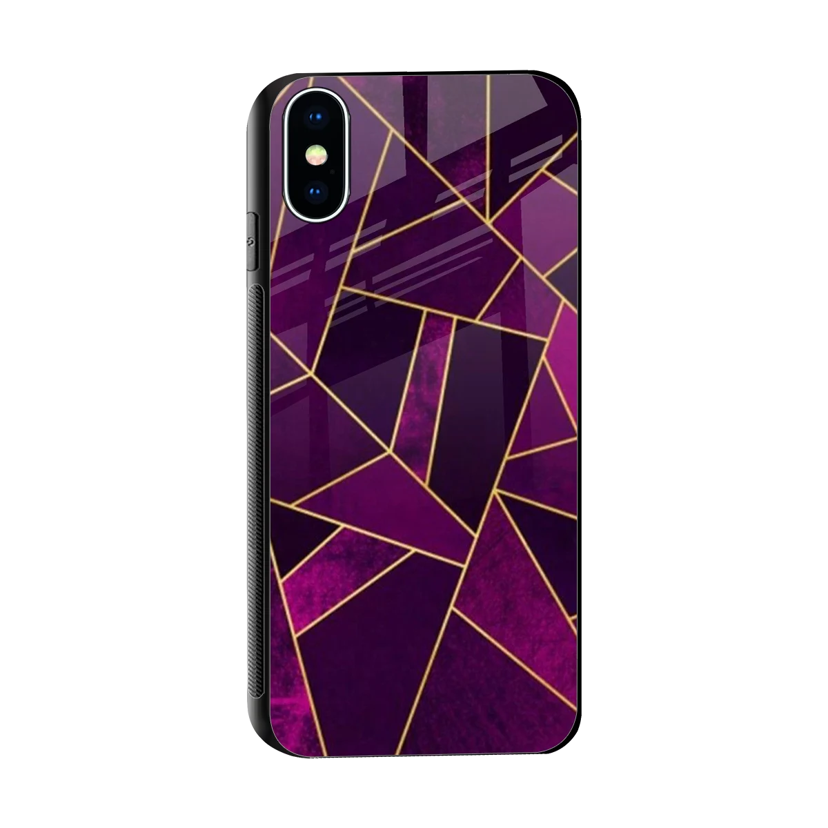 Violet Shards sleek iphone x cover with tempered glass back and TPU edges